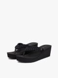 Black Braided Strap Wedge Flip-Flops  Women