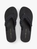 Black Braided Strap Wedge Flip-Flops  Women