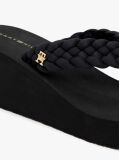 Black Braided Strap Wedge Flip-Flops  Women