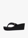 Black Braided Strap Wedge Flip-Flops  Women