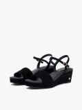Black Suede TH Monogram Wedge Sandals  Women