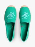 Green Logo Embroidery Canvas Espadrilles  Women