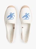 White Logo Embroidery Canvas Espadrilles  Women
