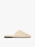 Beige Woven Flat Mules  Women