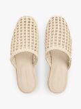 Beige Woven Flat Mules  Women