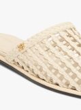Beige Woven Flat Mules  Women