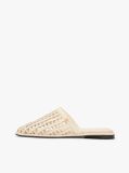 Beige Woven Flat Mules  Women