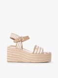 Beige Breton Stripe Platform Wedge Espadrilles  Women