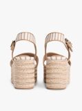 Beige Breton Stripe Platform Wedge Espadrilles  Women