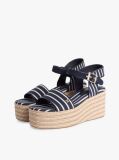 Blue Breton Stripe Platform Wedge Espadrilles  Women