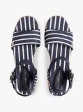 Blue Breton Stripe Platform Wedge Espadrilles  Women