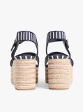 Blue Breton Stripe Platform Wedge Espadrilles  Women