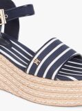 Blue Breton Stripe Platform Wedge Espadrilles  Women