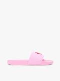Pink Logo Embroidery Canvas Pool Slides  Women