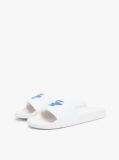 White Logo Embroidery Canvas Pool Slides  Women