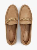 Brown Suede Chain Penny Loafers  Women