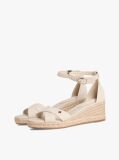 Beige Hemp Crossover Strap Wedge Espadrilles  Women