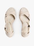 Beige Hemp Crossover Strap Wedge Espadrilles  Women