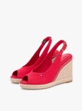 Red Hemp Slingback Wedge Espadrilles  Women
