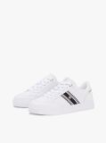 White Leather Webbing Strap Cupsole Trainers  Women
