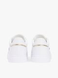 White Leather Webbing Strap Cupsole Trainers  Women