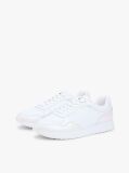 White Metallic Logo Leather Serrated Trainers  Women