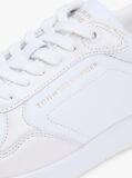 White Metallic Logo Leather Serrated Trainers  Women