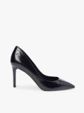 Black Leather Pointed Toe Stiletto Heels  Women