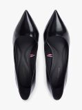Black Leather Pointed Toe Stiletto Heels  Women