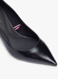Black Leather Pointed Toe Stiletto Heels  Women