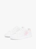 White Hilfiger Icon Leather Logo Embroidery Court Trainers  Women
