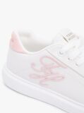 White Hilfiger Icon Leather Logo Embroidery Court Trainers  Women