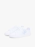 White Hilfiger Icon Leather Logo Embroidery Court Trainers  Women