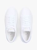 White Hilfiger Icon Leather Logo Embroidery Court Trainers  Women