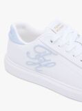 White Hilfiger Icon Leather Logo Embroidery Court Trainers  Women
