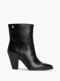 Black Leather Stiletto Heel Ankle Boots  Women