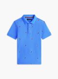 Blue Regular Fit Wavy Flag Embroidery Polo Shirt  Boys