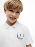 White Regular Fit Outline Flag Pique Polo Shirt  Boys