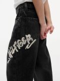 Denim Print Loose Relaxed Black Jeans  Boys