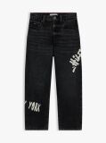 Denim Print Loose Relaxed Black Jeans  Boys