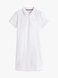 White Contrast Crew Neck Polo Dress  Girls
