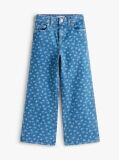 Denim Denim Overshirt with Floral Print and Relaxed Fit  Girls