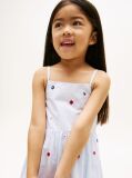 Multi Floral Embroidery Stripe Fit And Flare Dress  Girls