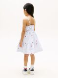 Multi Floral Embroidery Stripe Fit And Flare Dress  Girls