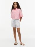 White Mercerised Linen Blend Wide Leg Shorts  Girls