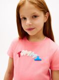 Pink Textured Logo Jersey Crew Neck T-Shirt  Girls