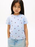 Blue Smiley Heart Flag Print T-Shirt  Girls