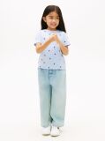 Blue Smiley Heart Flag Print T-Shirt  Girls