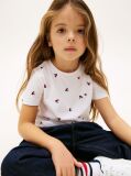 White Smiley Heart Flag Print T-Shirt  Girls