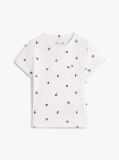 White Smiley Heart Flag Print T-Shirt  Girls